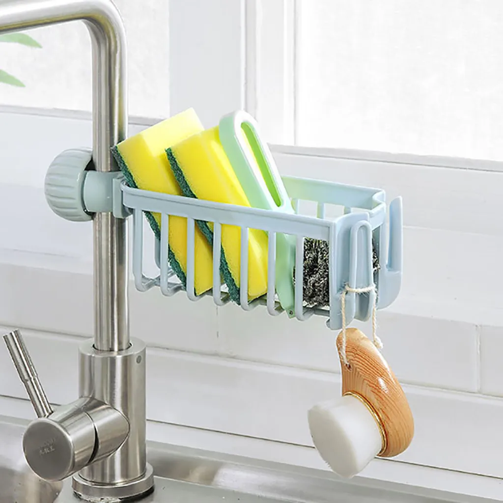 

Kitchen sink faucet sponge soap cloth drain storage manager holder shelf creative kitchen faucet shelf sponge dish cloth