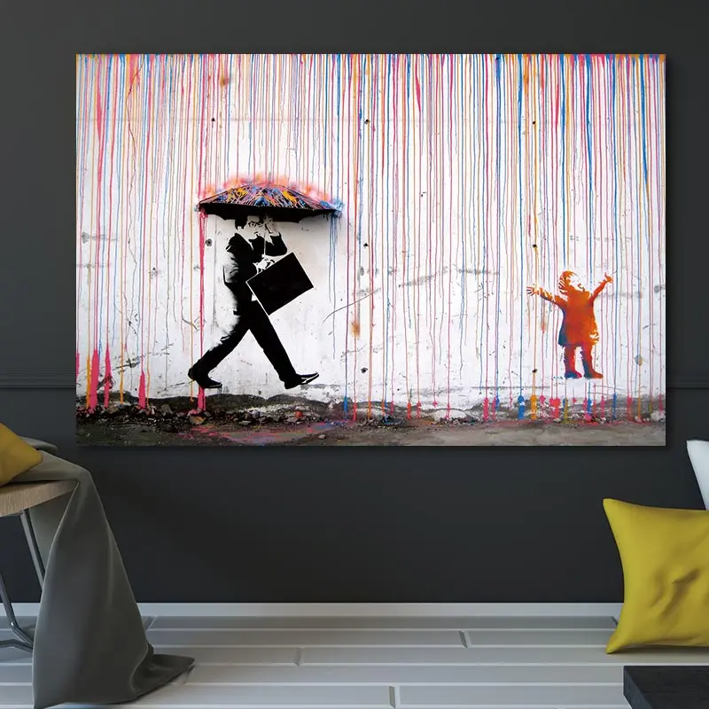 Banksy WOMEN SERVANT Paint Wall Art Print On FRamed Canvas Home Decoration