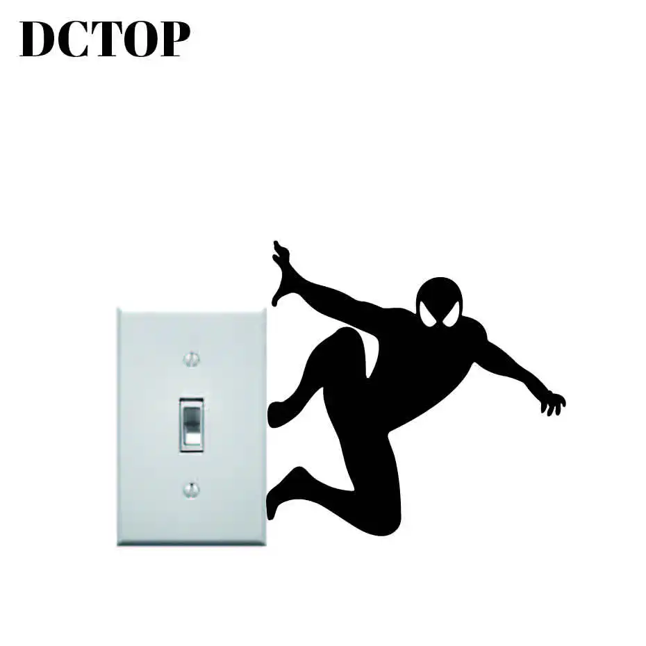 

Creative Robot Super Hero style Light Switch Sticker Spider Man Decals on wall door Window Children kids Room Home Decor Mural