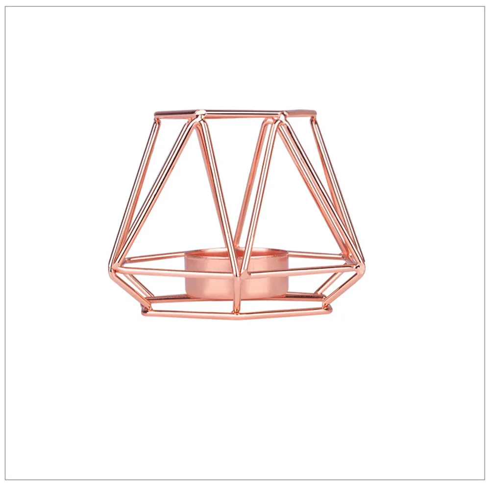 rose gold s Шикарный металлический подсвечник с металлическим покрытием Современный минималистичный Ins геометрический розовый Золотой Подсвечник Свадебный домашний Декор Орнамент - Цвет: rose gold s