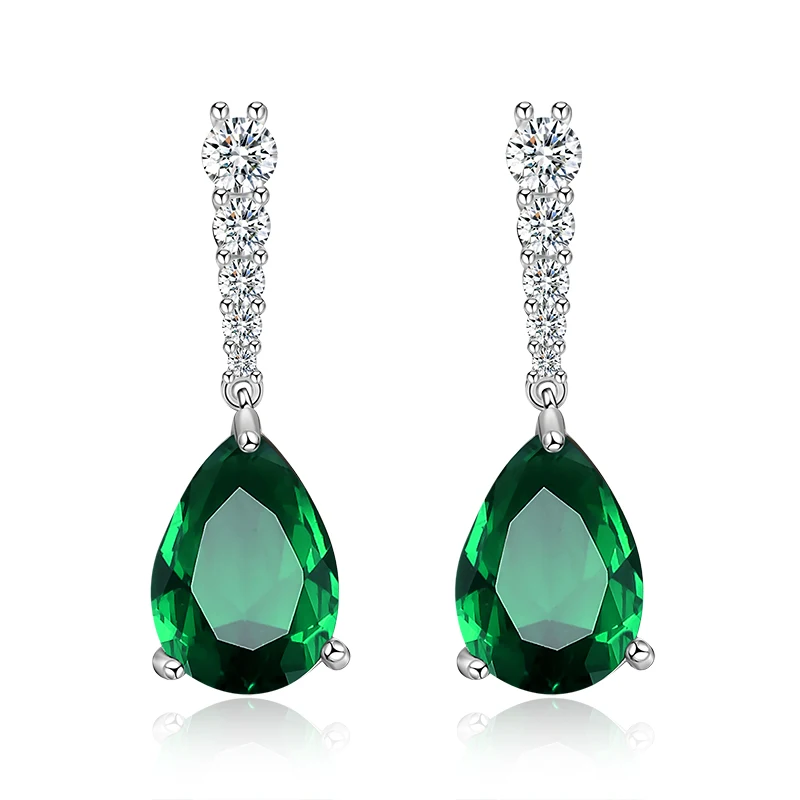 Роскошные зеленые ювелирные изделия ААА кубического циркония длинные висячие серьги женские свадебные висячие серьги с кристаллами Аксессуары для платья KE48 - Окраска металла: Green color 6