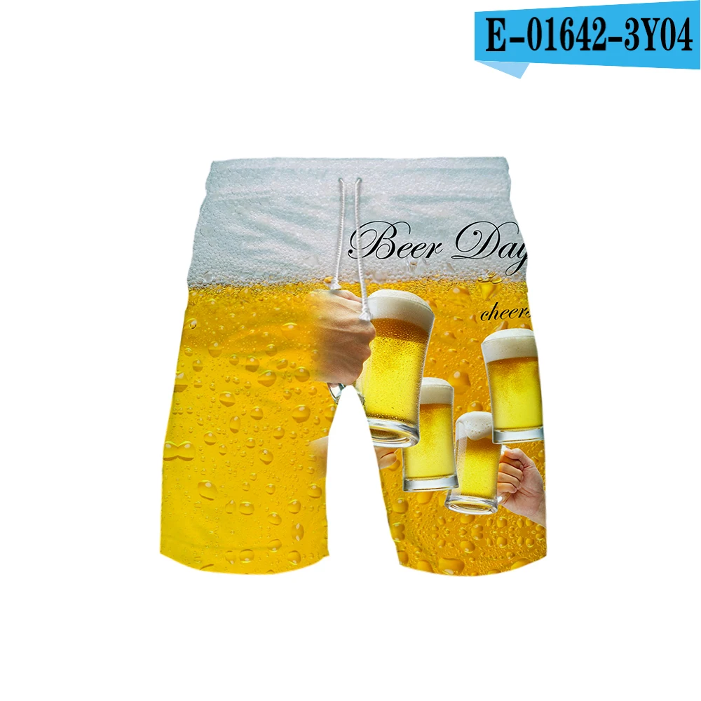 Beer day 3D Повседневная новая одежда с принтом Мужские дышащие и удобные летние шорты вентиляция Пляж Горячая Распродажа шорты плюс - Цвет: Темно-серый