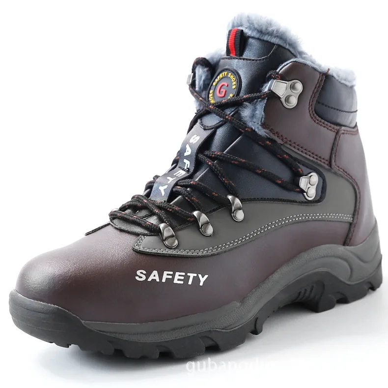 BAOLESEM Мужская защитная обувь Рабочая обувь Мужская Рабочая обувь на среднем каблуке, не разбивающаяся стальным колпачком Мужская обувь высокого качества - Цвет: BrownFur-117