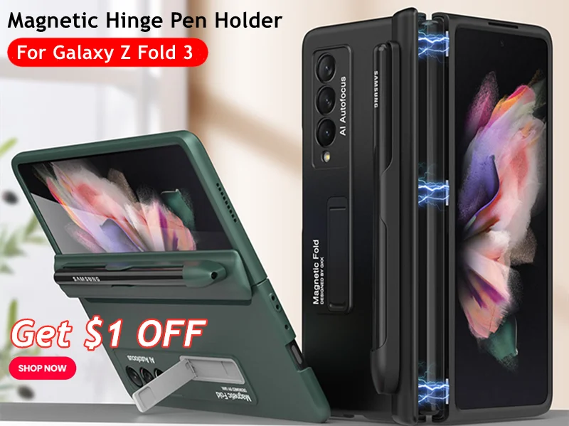 kawaii samsung cases Front Tempered Glass Transparent Case for Samsung galaxy Z Fold 3 5G Cover Plating Frame Hard Clear S Pen Slot Holder Back Case best case for samsung