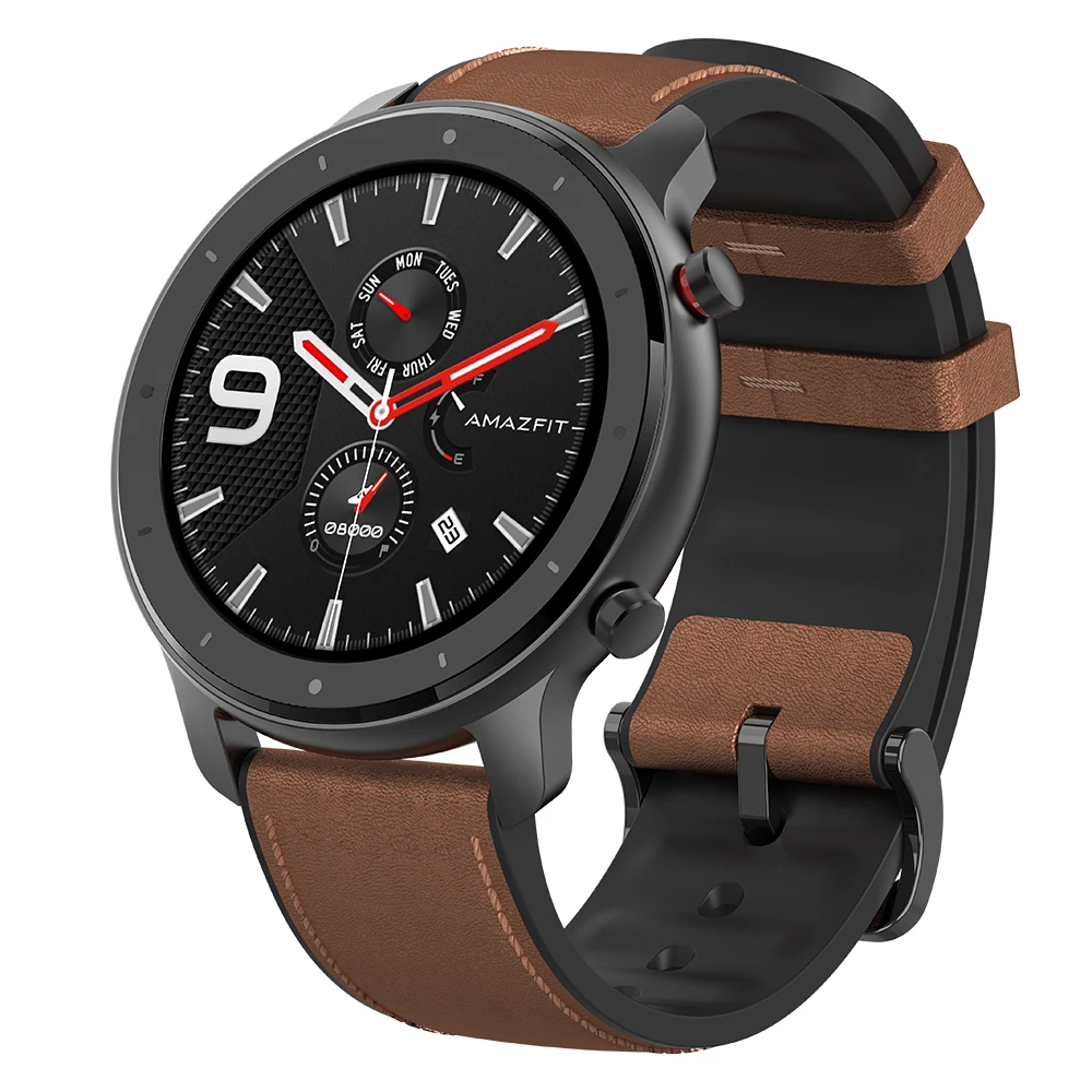 Aluminum Alloy Case Huami AMAZFIT GTR Smartwatch 47 мм 5ATM водонепроницаемые Смарт-часы Bluetooth монитор сердечного ритма 24 дня батарея кожаный силиконовый ремешок - Цвет: Aluminum Alloy Case