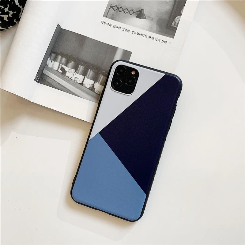 Синие комбинированные цветные чехлы для телефонов для iphone 11promax XS Max X XR 8 7 Plus, модные сетчатые комбинированные Чехлы в полоску, мягкие ТПУ чехлы