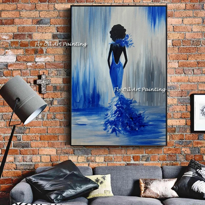 

100% Hand Painted Abstract Palette Knife elegant Girl Oil Paintings On Canvas Wall Art For Living Room Home Wall Decorate