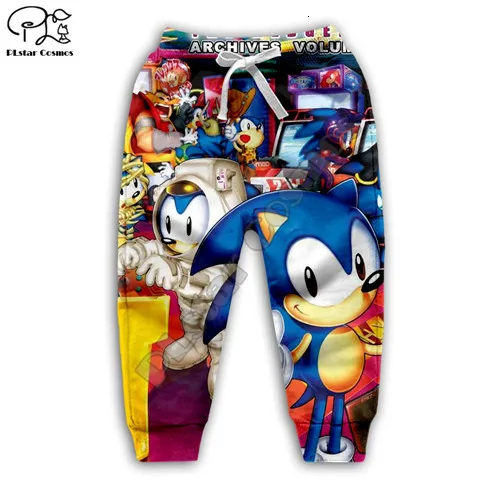 family outfits kids Anime Super Sonic 3d Hoodies Children zipper coat Long Sleeve Pullover Cartoon Sweatshirt set Hooded/pants - Цвет: kids pants