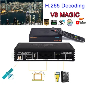 

decodificador h.265 tv IP TV BOX satelital gratis V8 Magic Digital Satellite Box HD TV Tuner Support IPTV EPG Cccam Youtube