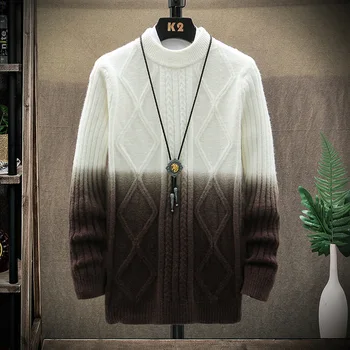 

2020 Men's Half-Collar Gradient Sweater Youth Mercerized Cotton Warm Sweater