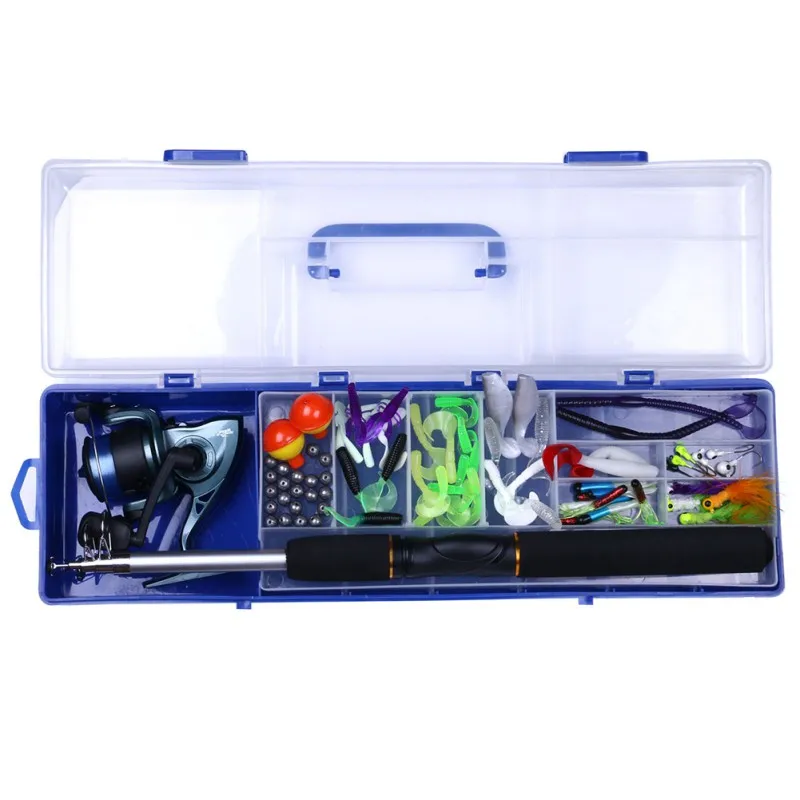 150pcs/set Fishing Rod Set Spinning Wheel Retractable Rod Soft Bait Hook Portable Outdoor Fishing Accessories New