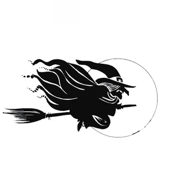 

Funny Witch Broom Flying Sticker High Quality Car Decoration Personality Pvc Waterproof Decal Black/white, 19cm*10cm