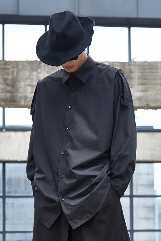 S~ 6XL! На заказ размер плюс новая мужская трендовая одежда нерегулярные рубашки с длинным рукавом стилист свободная нижняя рубашка