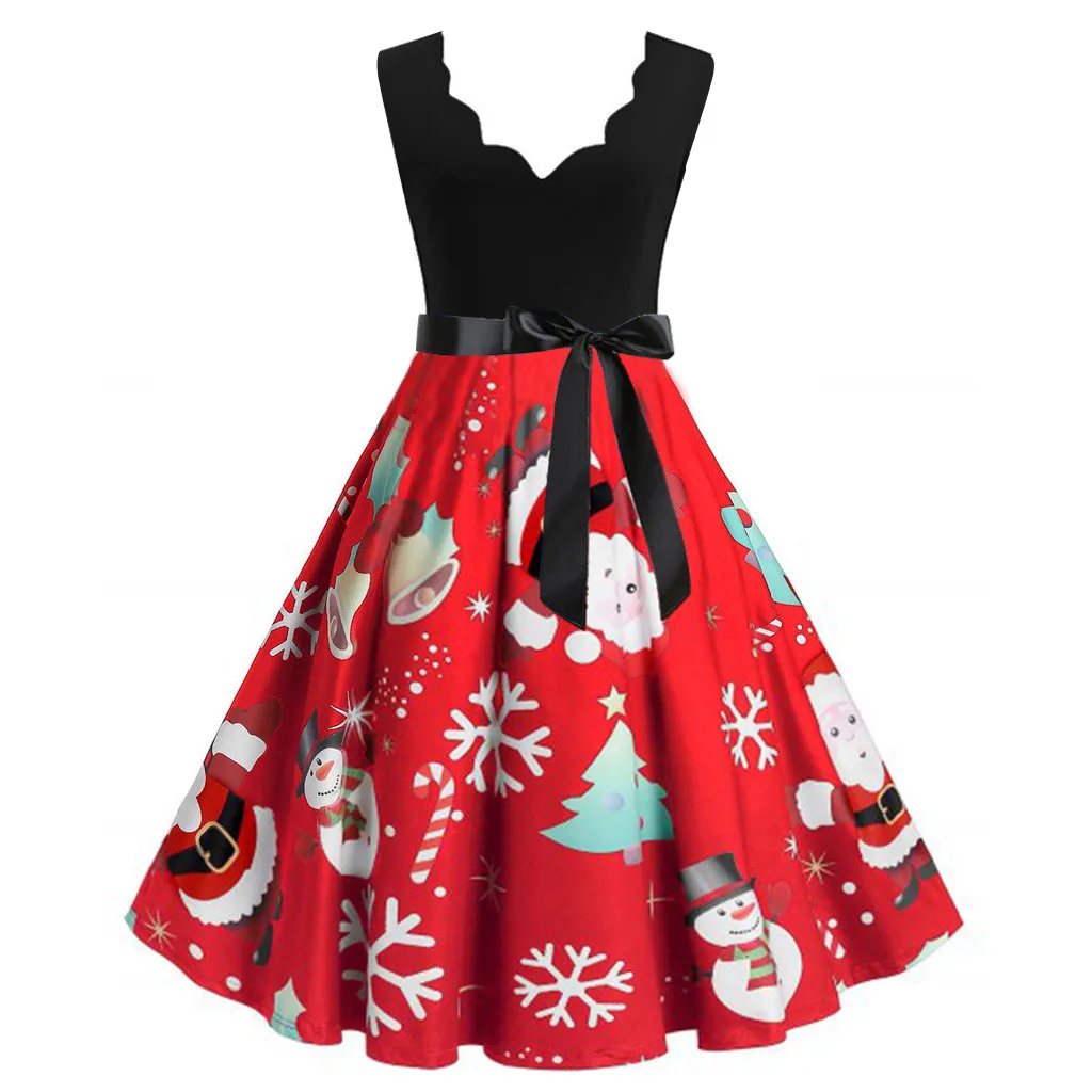 Robe hiver femme, женское платье, повседневное, рождественское платье, с принтом, без рукавов, вечерние, зимнее платье, vestidos ropa mujer sukienki