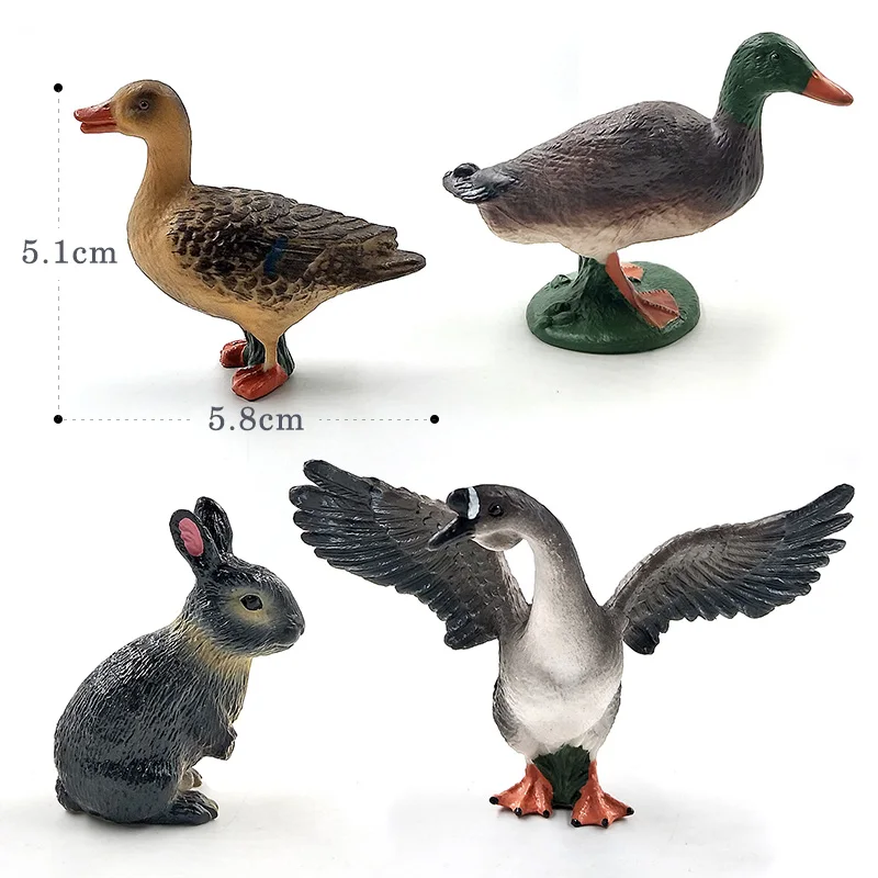 Cute Small Pig Cat Wolf Dog Rabbit Goat Sheep Duck Goose action figure farm toys plastic animal model Christmas Gift For Kids action figure