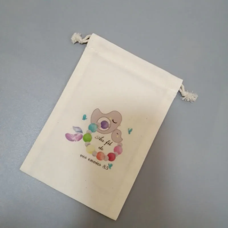 Custom Cotton  Pouch Gift Bags With Logo Printed Low Minimum