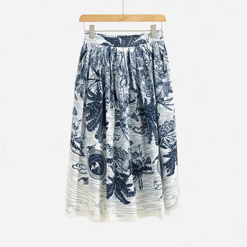 Ceny Marwin 2020 New Coming wiosna drukowanie europejskiej imperium linii połowy łydki Tassel główna ulica Casual Style moda kobiety spódnice