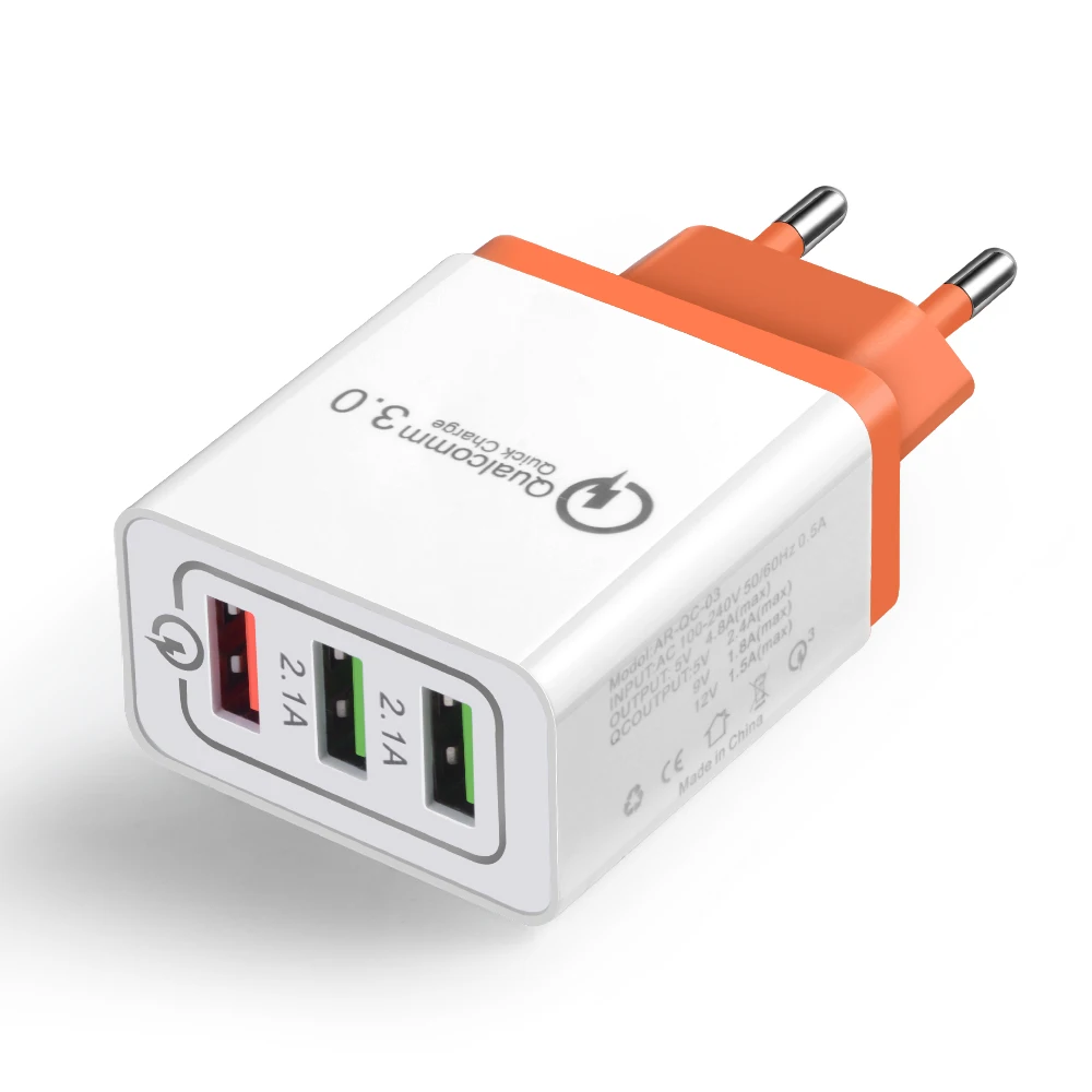 Универсальный 18 Вт USB quick charge 3,0 5V 3A для iPhone X 7 8 EU US Plug, быстрое зарядное устройство для мобильного телефона Samsug s8 s9 huawei - Тип штекера: Orange