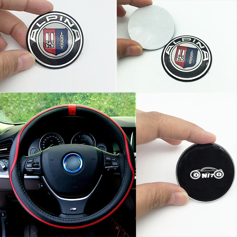 

1pcs 45mm Car Styling Wholesale Car Steering Wheel Sticker for ALPINA Steering wheel stickers for E60 E90 F10 F30 F15 E63 E64