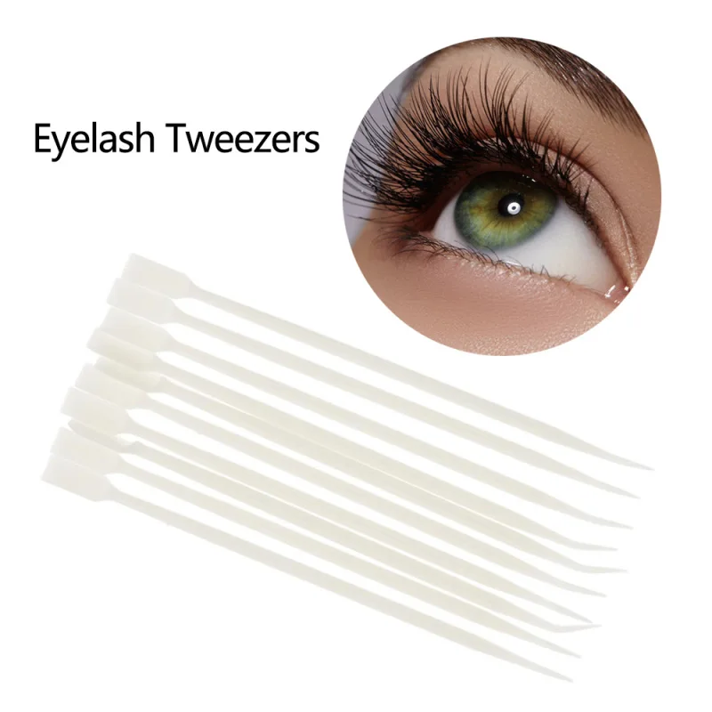 

10Pcs 2 Way Plastic Fake Eyelash Perming Stick Tool False Eyelash Tweezers with Hot Glue Spoon Fake Eye Lash Applicator Eyelash
