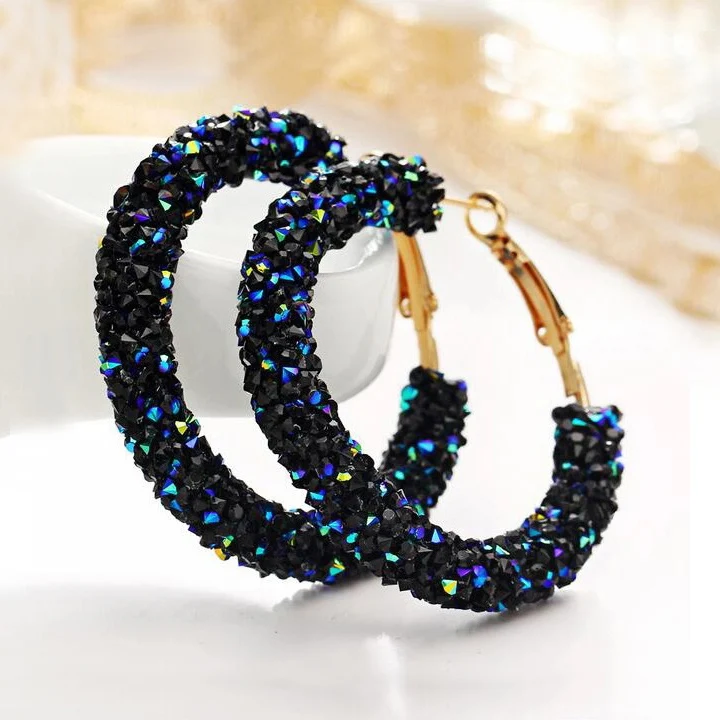 

Korean Round Crystal Big Earrings for Women Female Vintage Gold Rhinestones Women Drop Dangle Earring 2019 Fashion Jewelry