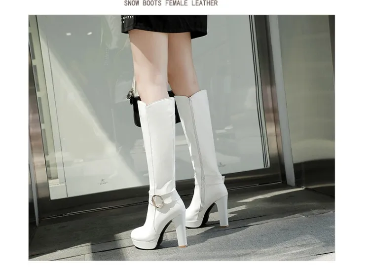 NASBAVI High Heels Over the Knee Boots Women Winter Thigh High Boots Fashion Zipper buckle Rhinestone Platform Long Boots