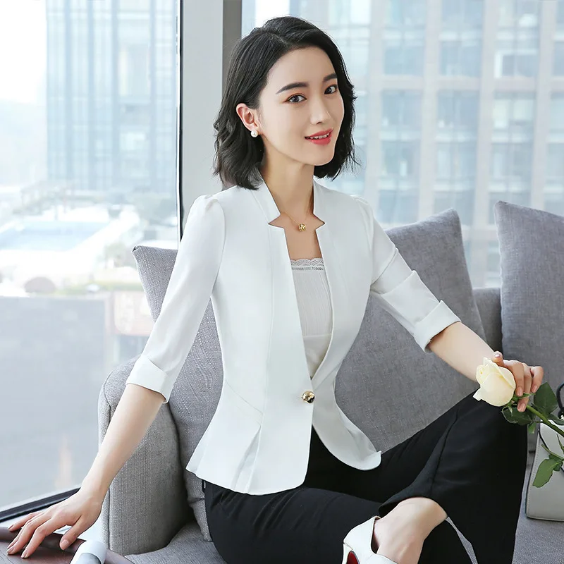 

2019 New Style Summer Thin Section Korean-style Slim Fit Small Suit WOMEN'S Coat Short Casual Half-sleeve Shirt Suit WOMEN'S Top