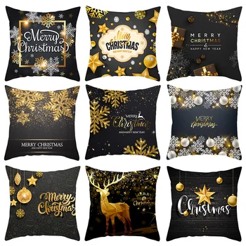 

1pc 45x45cm Christmas Pillow Case Single Side Print Sofa Cushion Cover Xmas Party Decorative Pillowcases Happy New Year Gifts