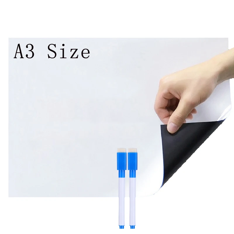 

A3 Blank Magnetic Whiteboard Fridge Magnets Dry Wipe White Board Marker Eraser Writing Record Message Board Remind Memo Pad