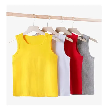 

wholesale kids boys solid cotton vest tank clothes sleeveless t-shirts big boys tanks clothing boy t-shirts tops tees 7116 12