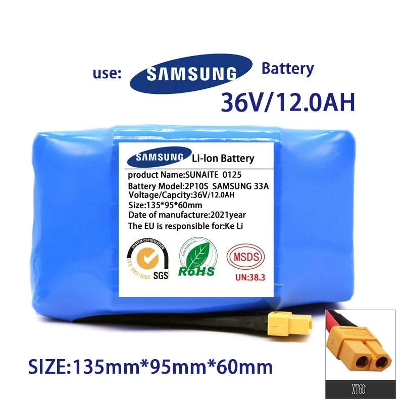 Genuine 36V Battery Packs 6.0Ah-12Ah Rechargeable Lithium ion battery for Electric Self Balancing Scooter HoverBoard Unicycle |