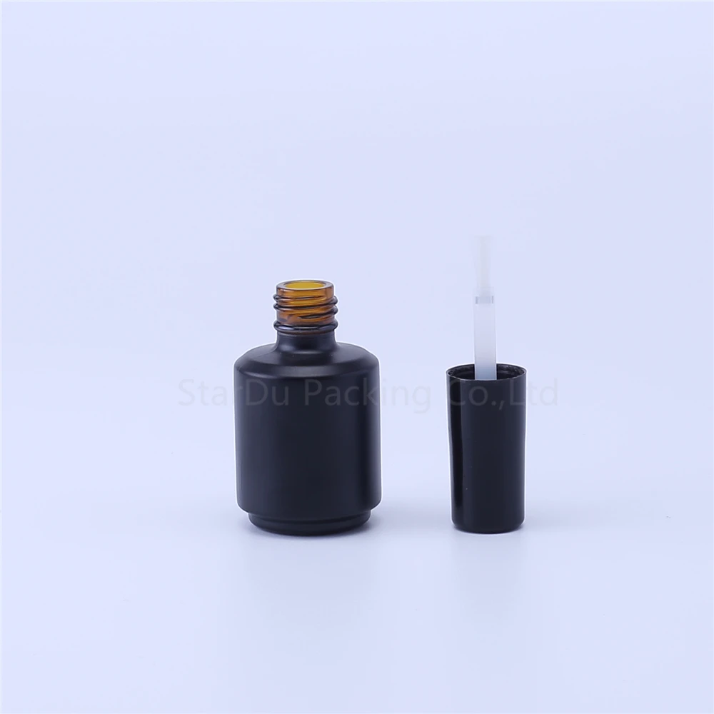 480pcs/lot 15ml Empty Black Nail Polish Bottle&Small Brush Nail Art Container Glass Nail Oil Bottles