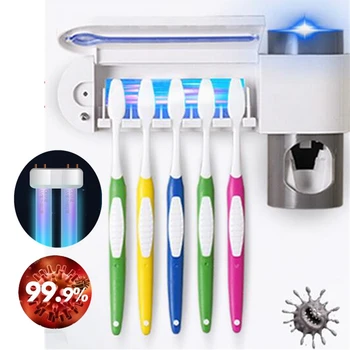 

2020 UV Germicidal light LED UVC Light Toothbrush Holder Cleaning Toothpaste Dispenser Toothbrush Sanitizer Killing 99% Air Mite