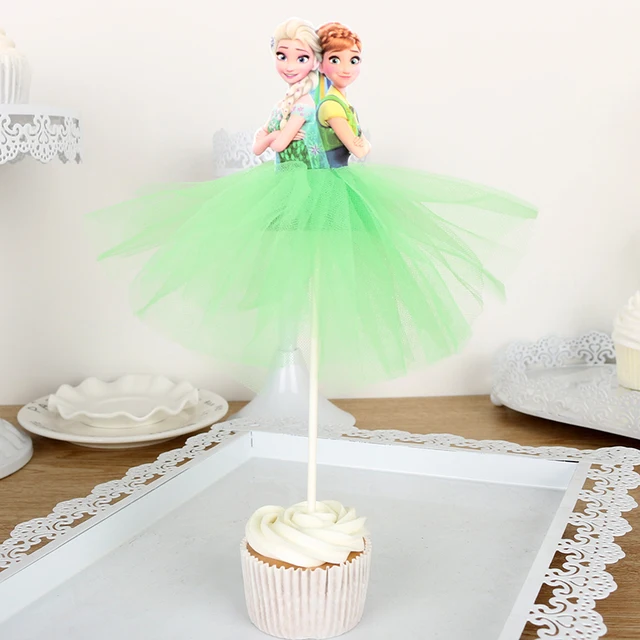 6pcs/lot Baby Girl Favor One Year Old Birthday Elsa Anna Princess Cake Topper Decor for Birthday Party Topper For Cake Decor 6cake topper-6pcs