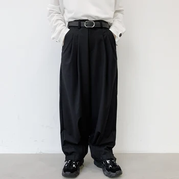 

Male Japan Street Vintage Fashion Hip Hop Adjustable Hem Cone Trouser Harem Pant Men Wide Leg Casual Suit Pant