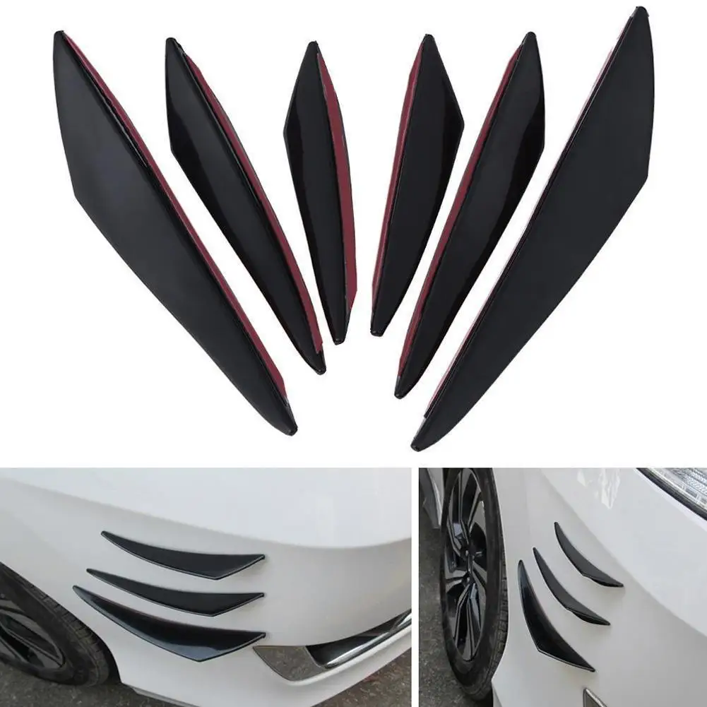 6pcs Universal Black Carbon Fiber Car Styling Accessories Fin Bumper Spoiler Lip Front Splitter Rubber Waterproof PP Sticke P5O2 |