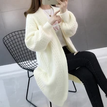 Gkfnmt женские кардиганы Винтаж Осень Зима фонарь рукав длинный кардиган женский модный вязаный свитер верхняя одежда