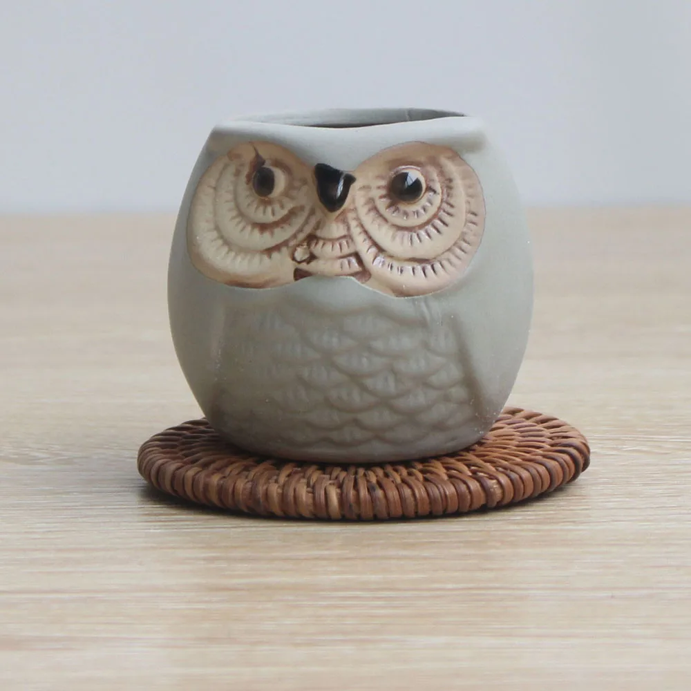 Owl flower pot5 Сад 6 видов мини керамическая сова суккулент растения в горшках цветы посадки украшения дома подарки/украшение офиса бытовые - Цвет: Owl flower pot5