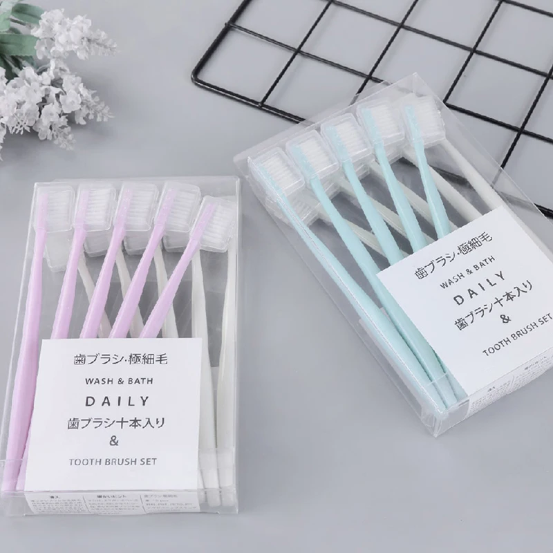 10Pcs/ Set Adults Children Eco Friendly Ultra Soft Oral Hygiene With Sheath Family Pack Toothbrush Solid Color | Красота и здоровье