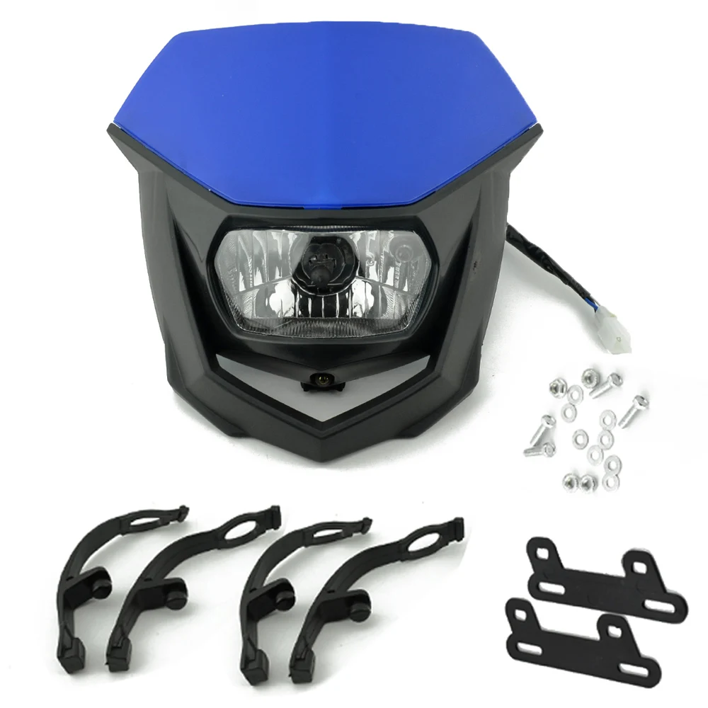 Мотоциклы Байк Dual Sport Enduro фары для мотокросса обтекатель для Yamaha YZ XT WR TTR TT фары 12V 35W - Цвет: Blue