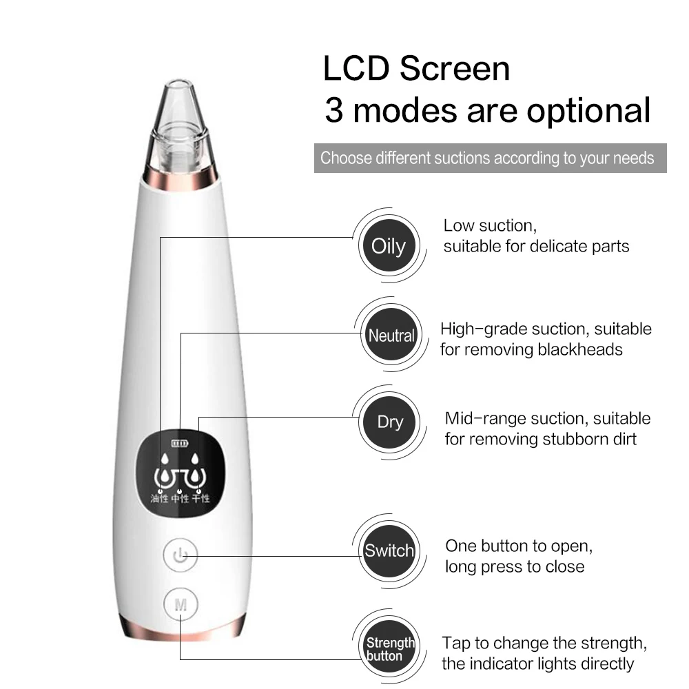 Вакуумный отсос для угрей, машина для удаления черных точек и точек, средство для удаления черных точек, Алмазная дермабразия, акне, уход за кожей лица