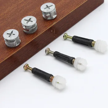 

30 Set 3 In 1 Hidden Wardrobe Connection Screw Wood Panel Splicing Bolt for Furniture Wood Connection Eccentric Wheel Hardware