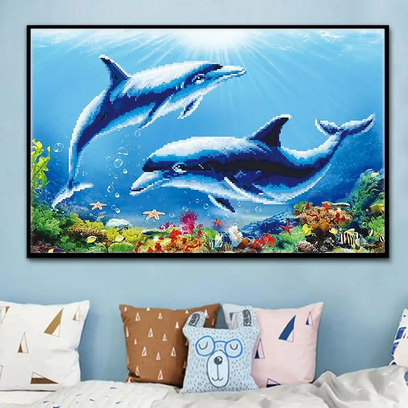 5D DIY Алмазная вышивка дельфин животное алмазная живопись стразы крестиком