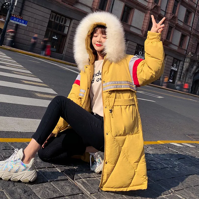 

19 New Style down Jacket Cotton-padded Clothes Women's Korean-style Mid-length Loose-Fit Waist Hugging BF Cotton-padded Clothes