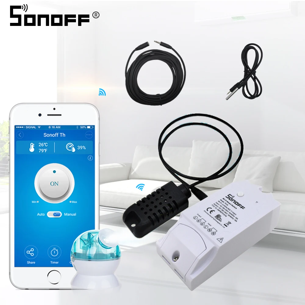 SONOFF TH16 Wi Fi переключатель SI7021 DS18B20 датчик AL560 контроль расширения температуры и