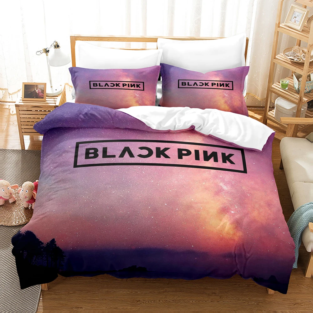 Kpop Pink girl Bedding Set Single Twin Full Queen King Size Queen actress Bed Set Aldult Kid Bedroom Duvetcover Sets 3D Anime 09 