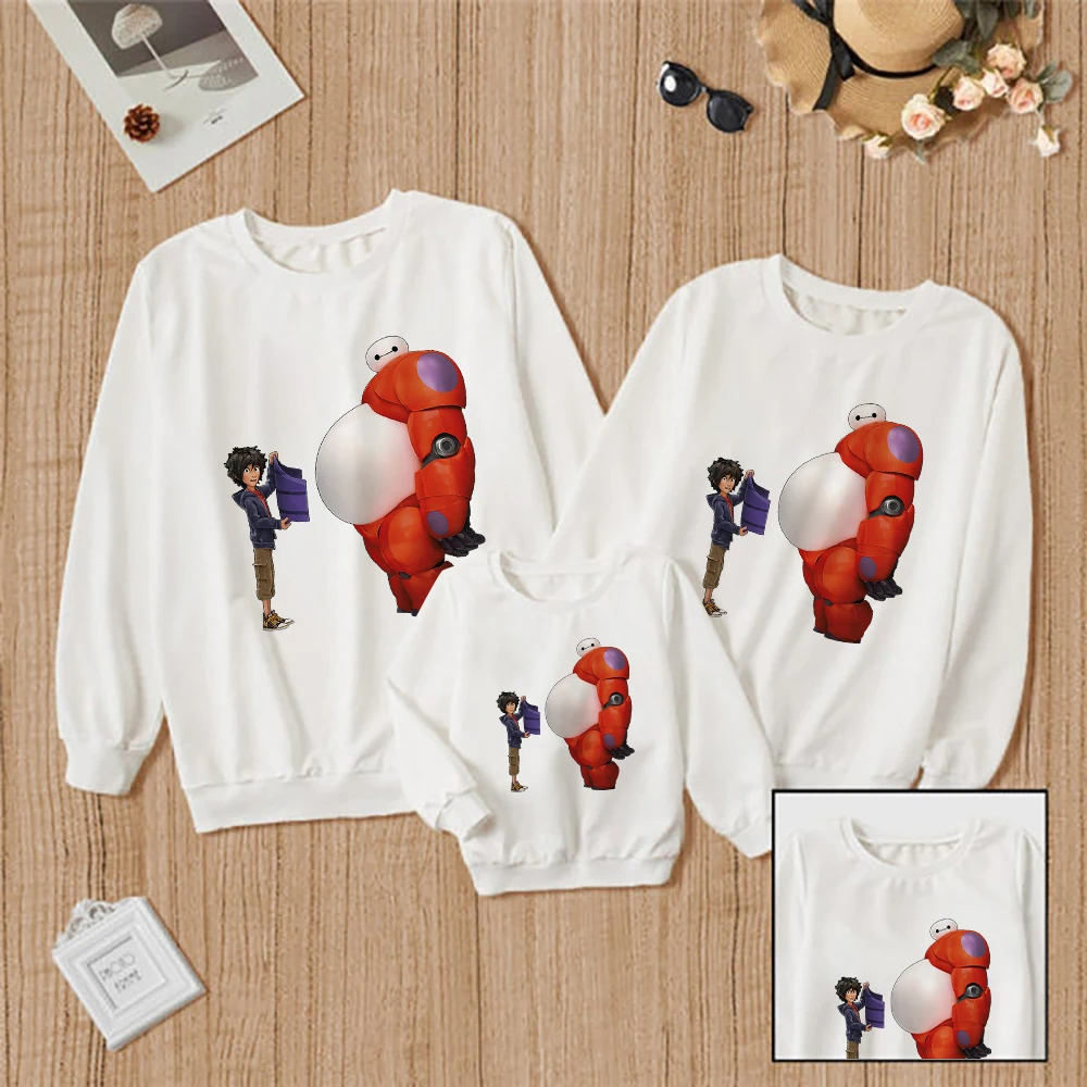 Disney Big Hero 6 Print Beautiful Aesthetic Funny Sweatshirt Loose Hoodies Vetement Family Look Versatile High Quality Pullover aunt and nephew matching outfits