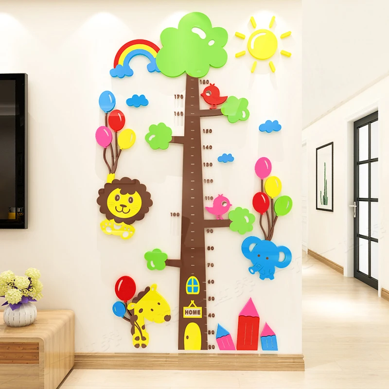 

Children's room cartoon 3d self-adhesive height sticker Acrylic wall stickers Baby height ruler Kindergarten wall decoration