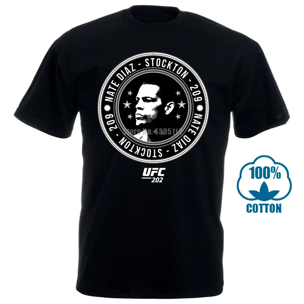 Мужская модная недорогая футболка Nate Diaz Stockton 209 повторная черная мужская