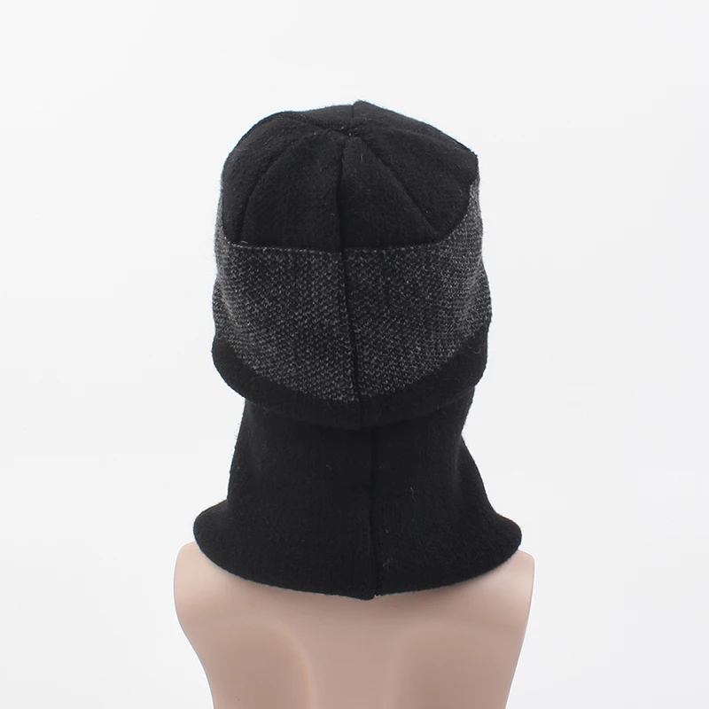 Мужская шапка s осень зима теплая шапка два в одном вязанная шапка пушистый шарф бини ветрозащитная верхняя шерстяная маска мужская шапка